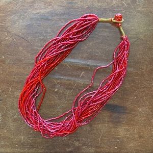 Red Beaded Choker Necklace